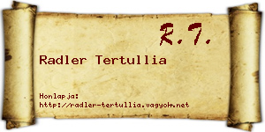 Radler Tertullia névjegykártya
